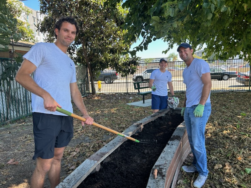 Helping to beautify a community garden in Los Angeles.