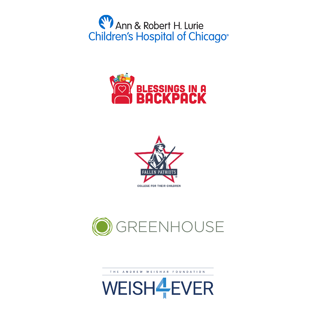 Logos representing a range of national and local nonprofits.